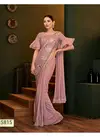 Pink Colour Mohmanthan Carmella Thread Zari Work Cord Embroidery Handwork Butta Work Lycra Saree 5815